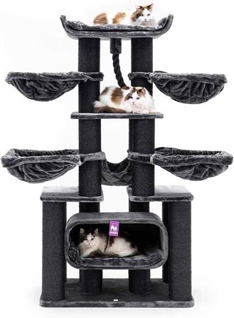Драбина для котів Petrebels Skyline XXL, 186 см, чорна. Підходить для великих котів, таких як Мейн-кун