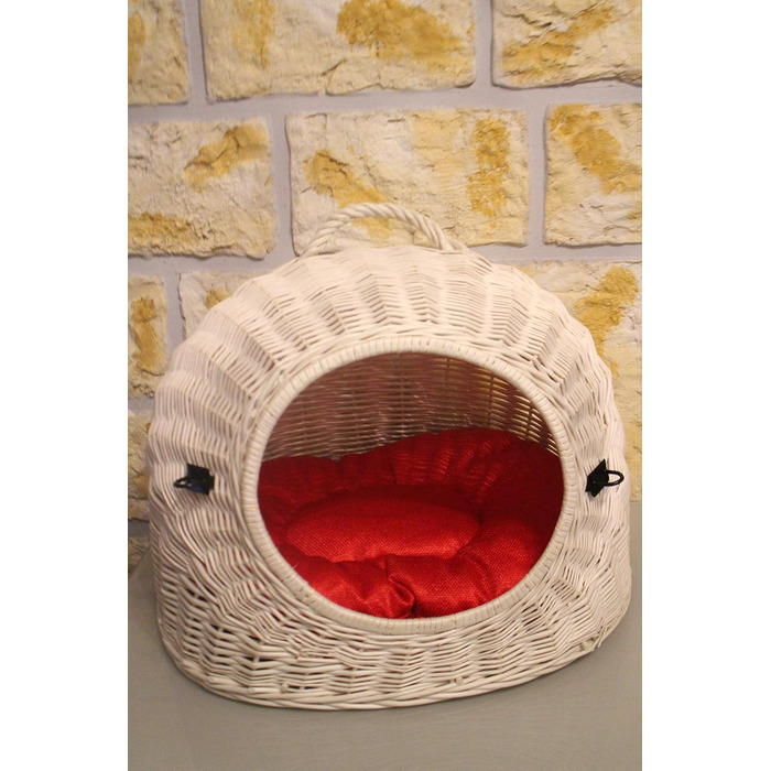 Транспортний кошик для котів, котяча печерка, кошик з плетіння лози з подушкою