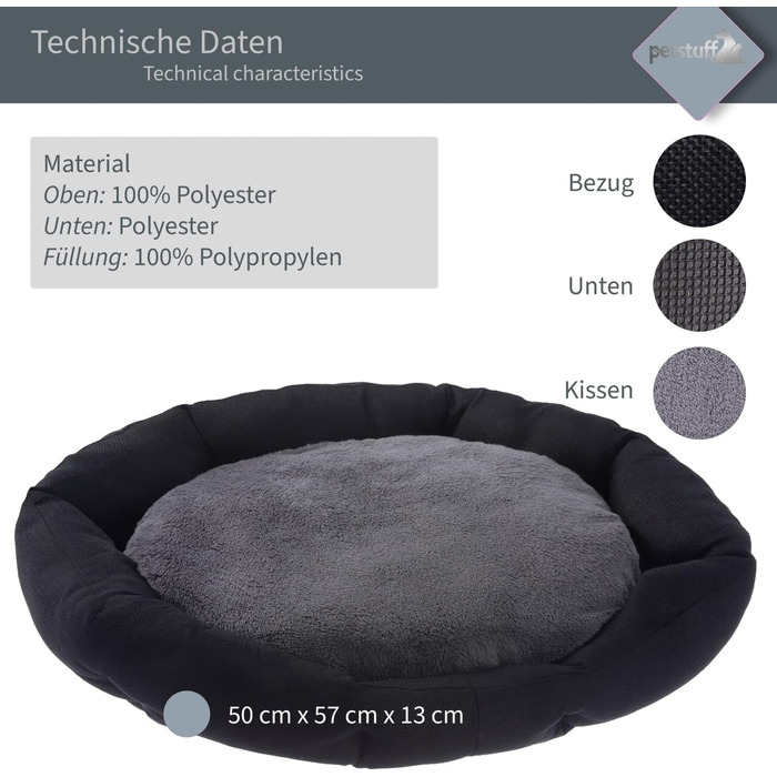 Крісло-лежанка для собак Octagon, знімний та пральний чохол, чорний колір