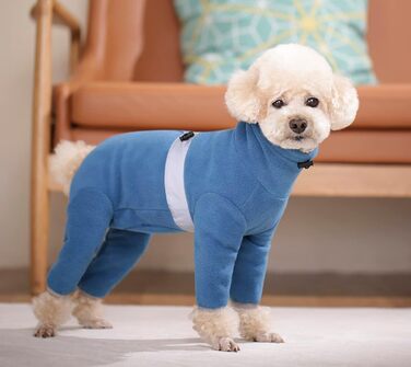 Теплий флісовий одяг для собак, зимовий, з довгим рукавом, для чотирилапих, регульований, для собак маленьких та середніх розмірів, розмір XL (блакитний)