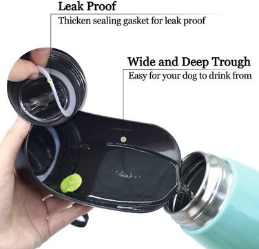 Водяна пляшка для собак VIVAGLORY Pawhike, 750 мл, нержавіюча сталь, блакитна - для прогулянок та подорожей