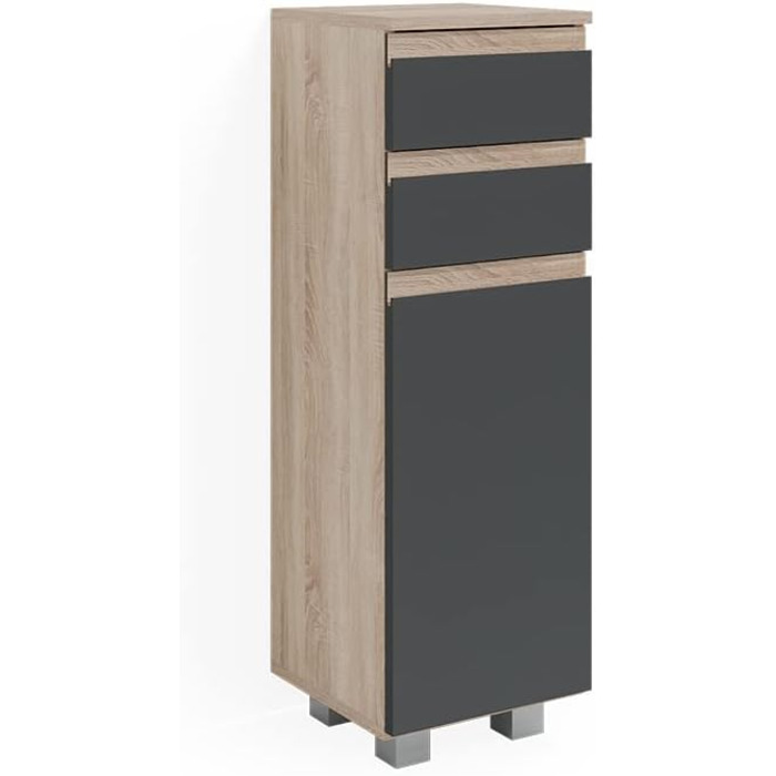Пенал для ванної Vicco J-Shape, антрацит/дуб сонома, 30x95 см
