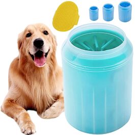 Очисник лап для собак Doggo-Twist: портативний, з м'якими силіконовими щетинками. Підходить для собак та котів, швидке очищення (зелений, M)