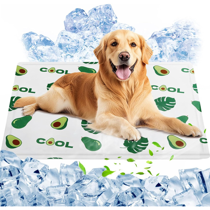 Кілим-охолоджувач для собак та котів Ninonly 50 x 65 см - самоохолоджуючий, водонепроникний, з нетоксичним гелем (Авокадо)
