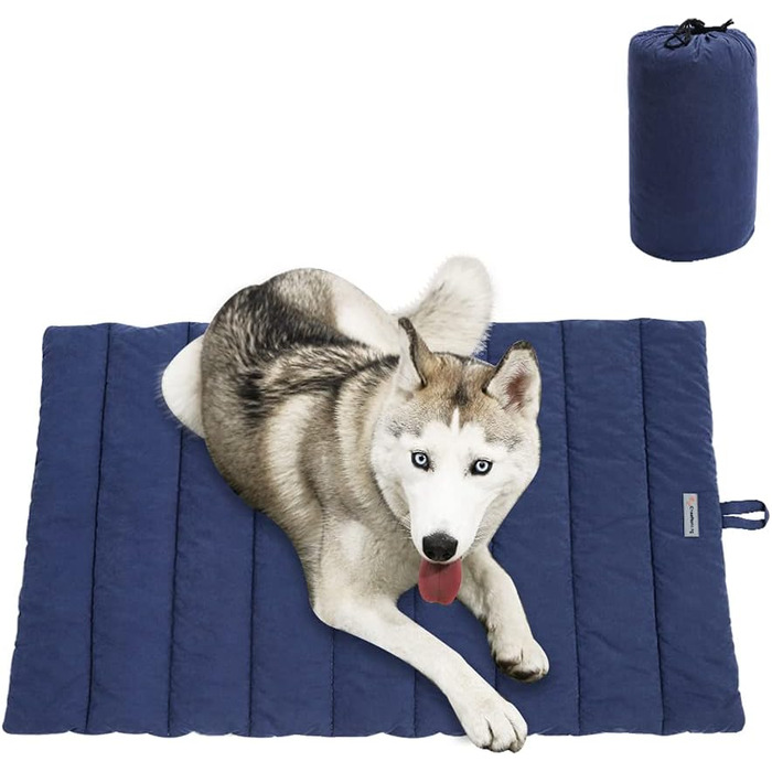 Ліжко для собак CHEERHUNTING, велике, водовідштовхувальне, для кемпінгу та подорожей, темно-синій