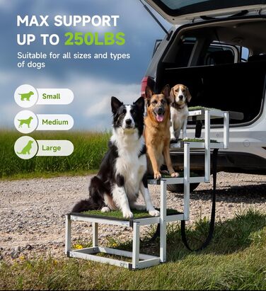 Рампа для собак у машину, складана, для великих собак, з антиковзким килимком, для авто, SUV, вантажівок, високих ліжок, широка (110x58x43 см)