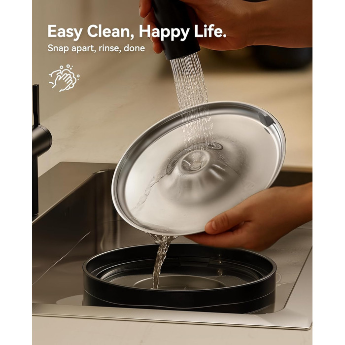 Фонтанчик для котів FEELNEEDY 3L з фільтром з активованого вугілля - фонтанчик для котів з нержавіючої сталі, прозорий резервуар, чорний колір