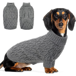 Светр для собак Queenmore, теплий та еластичний, для такс, мопсів, грейхаундів, сірий, розмір M