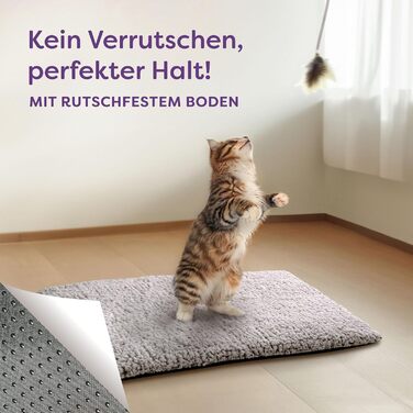 Самогріюча ковдра для собак та котів сірого кольору 60x45 см - М'яка та затишна ковдра для котів - Звукоізоляція - Пральна наволочка - З антиковзною основою