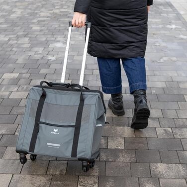 Транспортна переноска для собак та котів Ferplast Voyager Trolley, біла, з висувним ручками та колесами, до 15 кг, 46x26x48 см