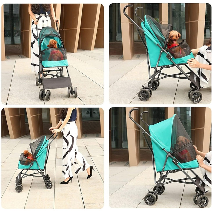 Легкий візок для собак та котів до 10 кг, чорний: дихаючий, без встановлення, з парасолькою