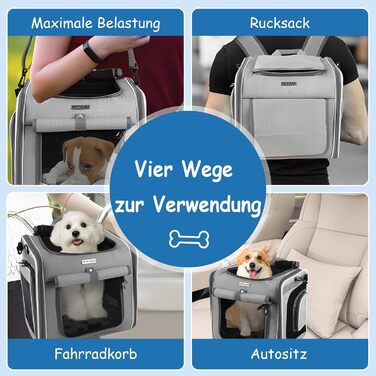 Корзина для собак на велосипед, розширювана, складана, з 4 дверцятами та сітковими вікнами, сумка-рюкзак для тварин, для котів та собак середніх та малих порід