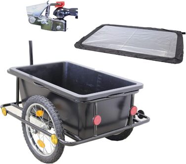 Причіп-вагон TRUTZHOLM 90 літрів для велосипеда: вантажний, з дахом та знімною ванною, чорний
