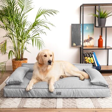 DOGGY Ліжко-матрац для собак XXL 120x77 см, сіре, ортопедичне, для великих і малих порід, знімний чохол, меблі для домашніх тварин