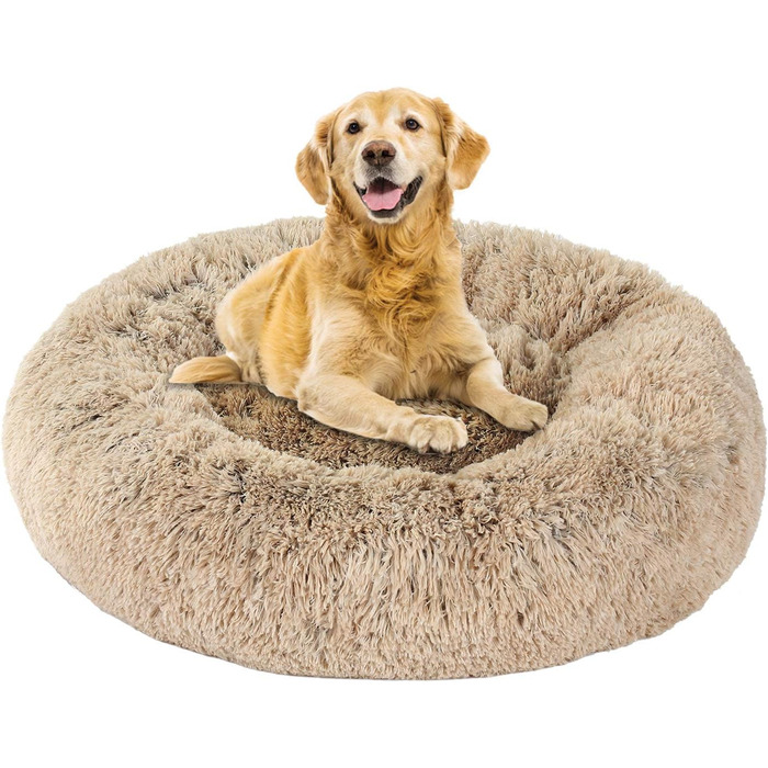 М'яке ліжко для собак та котів, маленьке, зручне, плюшеве, коричневе (60 см), з неслизьким дном, машинного прання