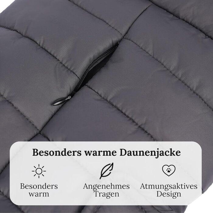 Зимовий теплий пуховик для собак, сірий, XS - водонепроникний, стильний, для маленьких собак