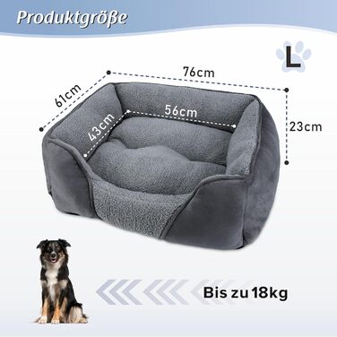 FURTIME Ліжко для собак середніх і великих порід, м'яке та пухнасте, що можна прати, антистрес, з нековзким дном, 76x61x23 см