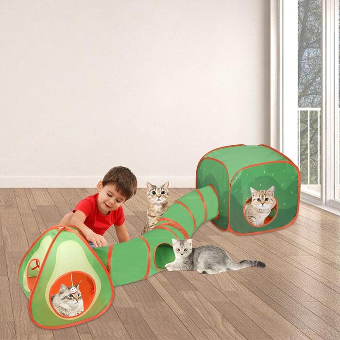 Тунель для котів RANYPET 3 в 1: інтерактивна іграшка, намет-тунель, з пакетом для зберігання. Підходить для котів, кошенят, кроликів та інших дрібних тварин.
