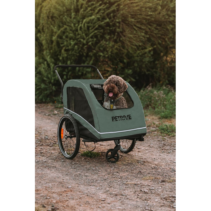 Причіп для велосипеда для собак до 40 кг Active ONE 2в1, пружинний, зелений