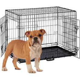Клітка для собак Relaxdays: для дому та автомобіля, HBT 87x122x80 см, сталева, чорна, з ручкою та двома дверцятами (розміри 62x92x68 см)
