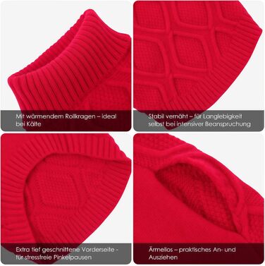 Світер для собак Konvinit, великі породи, теплий зимовий, для чихуахуа до лабрадора, XS-2XL, червоний (L: обхват грудей 53 см)