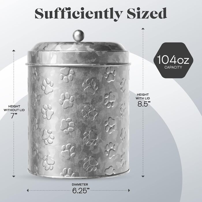Amici Pet металевий контейнер для корму для цуценят, середній, 10 oz, оцинкований