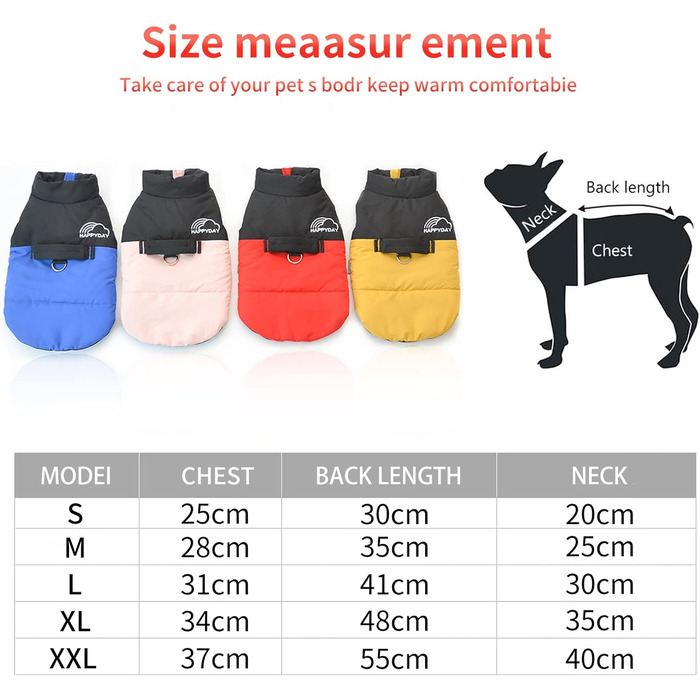 PETCUTE Зимовий теплий водонепроникний одяг для собак, куртка для малих, середніх та великих собак, з отвором для повідка, ідеально підходить для зими, осені та весни, M, червоний