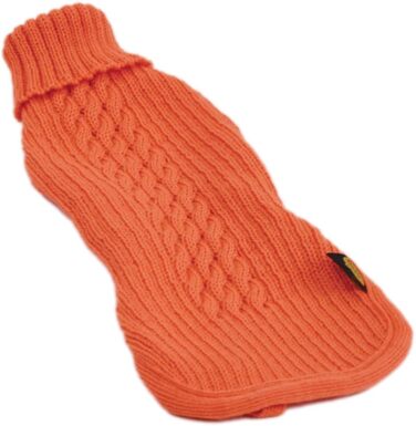 Стильний теплий пуловер для собак з мериносової вовни, оранжевий (36 см), з коміром-горловиною