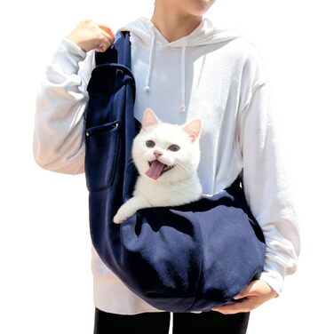 Транспортувальна сумка-слінг для собак та котів, блакитна | Зручна переноска для маленьких тварин на прогулянку та подорожі
