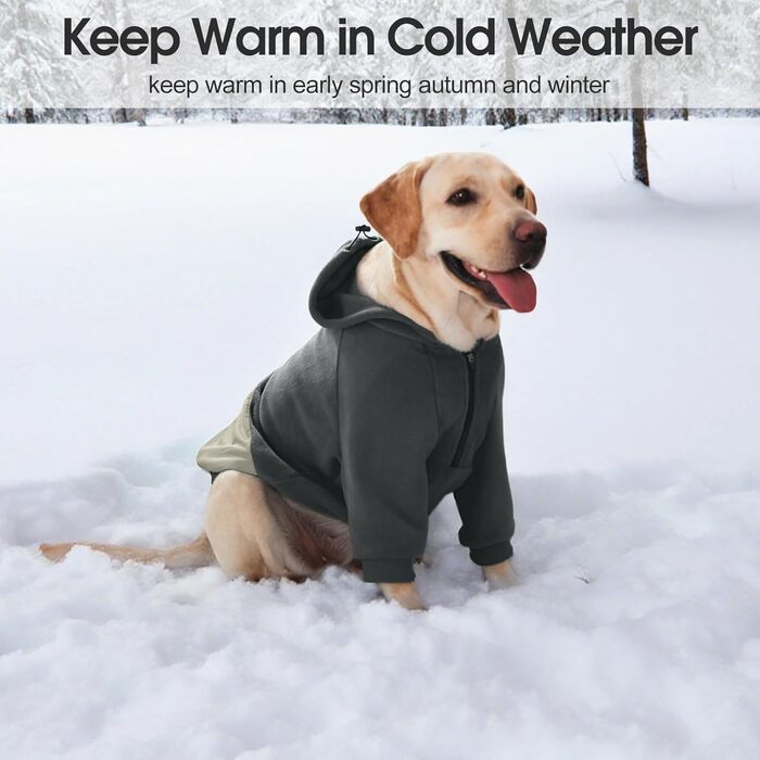 Світшот для великих собак Nanaki з капюшоном та кишенею, тепла флісова куртка для хлопчиків та дівчаток, підходить для Бульдога, зимовий одяг для собак, для дому та на вулицю (Сірий, X-Large)