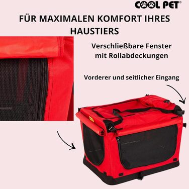 Червона складана переноска для собак 91x64x64 см 2XL, автопереноска, переноска-будка
