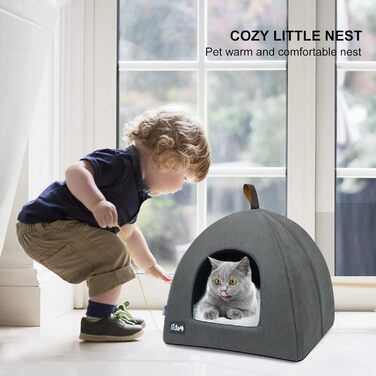 Будиночок-лежак PETCUTE для великих котів і собак, знімна подушка, м'яка котяча печера, прана, не ковзає