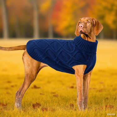 Світер для собак Konvinit, великі породи, зимовий, теплий, блакитний. XS-2XL, для Чихуахуа до Лабрадора, також для Такс. Об'єм грудей L: 53 см