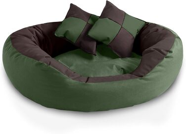 BedDog® Hundebett SABA 4в1: овальне/кругле, велике, з бортиком, для дому та вулиці, L, Mystic, зелено-коричневе, 65x50x23 см