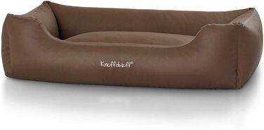Лягу для собак Knuffelwuff Sidney з штучної шкіри, M-L, 85 x 63 см, знімний чохол, легко мити, для великих, середніх та малих собак (Колір: Коричневий, Розмір: 105 x 75 x 25 см)