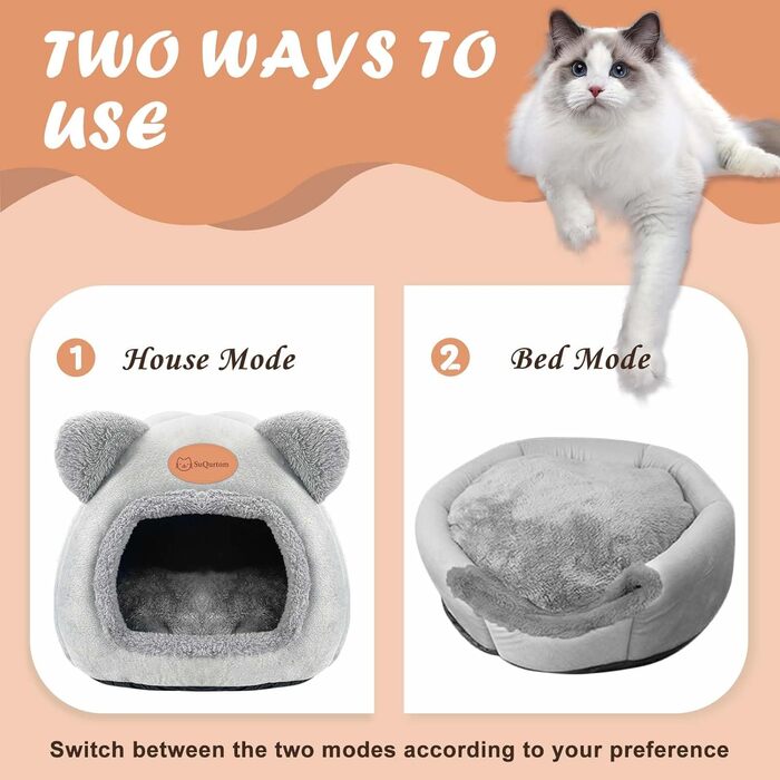 Кігтеточка-будиночок для котів, м'яке ліжко-хатинка, тепле затишне місце для сну, сірий колір