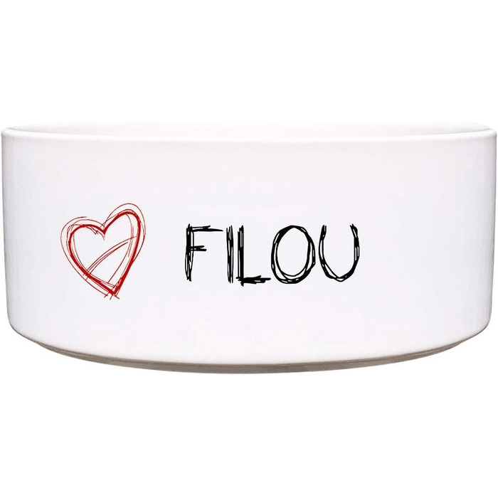 Керамічна миска для собак з іменем ︎ Персоналізована миска для корму та води (серце) - 1300 мл