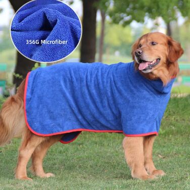 Рушник для собак з мікрофібри з застібкою-липучкою, швидковисихаючий, теплий, вбираючий, для собак та котів (L, блакитний)