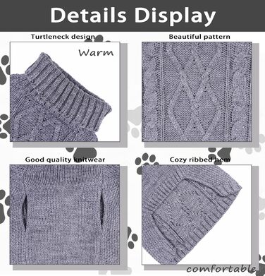 Теплий зимовий пуловер для собак - для дрібних собак, дівчаток та хлопчиків (такса), в'язаний одяг для домашніх тварин, безрукавний пуловер для котів, одяг для собак (сірий, M)