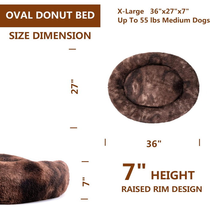 Coohom Овальне ліжко для собак та котів, штучне хутро, миється, діаметр 76/91/109 см, для маленьких та середніх порід