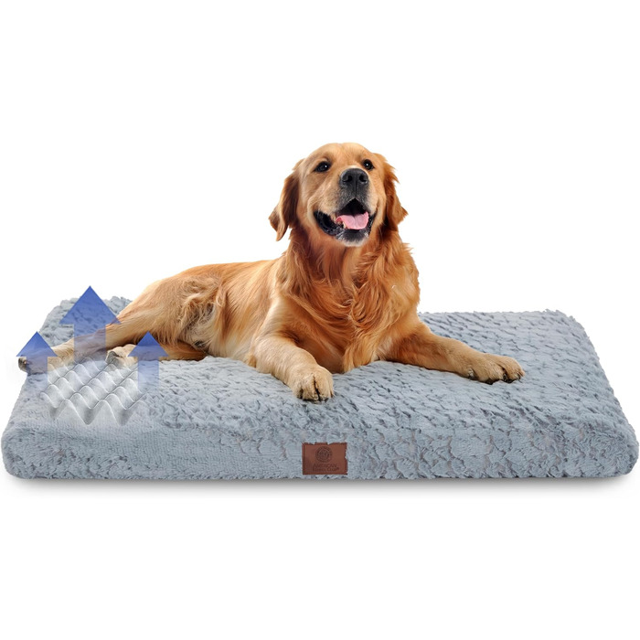 Ортопедичний килимок для собак American Kennel Club з memory foam, з комірчастою структурою, знімний чохол, неслизька підкладка, для полегшення болю в суглобах, дихаючий, довговічний, 42 x 27, сірий, 106,7 x 68,6 см