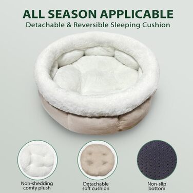 М'яке ліжко-лежанка для собак та котів, 50x50x20 см, світло-коричневий колір