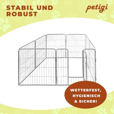 Клітка для цуценят Petigi, вольєр з порошковим покриттям, складаний, розмір комірки 47 мм, для використання в саду, розмір (Ш x В): 80 x 80 см