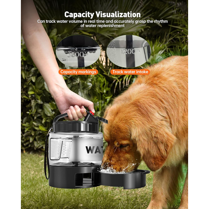 Портативна пляшка для води для собак PETNF, миска для води, не протікає, для великих собак, для подорожей, кемпінгу, прогулянок, пляжу, полювання