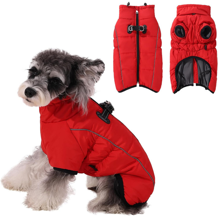 Теплий зимовий одяг для собак Savlot: водонепроникна куртка з підкладкою з флісу для малих, середніх та великих собак (3XL, червоний)
