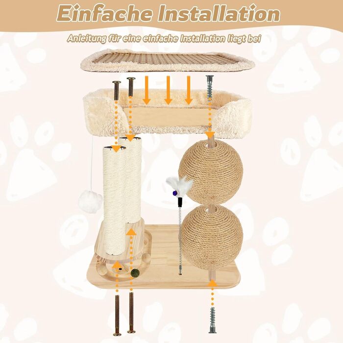 Інтерактивна іграшка для котів з дерева 6 в 1: меблі, кулі, м'яч, килимок, дряпка, кішка для середніх та маленьких котів