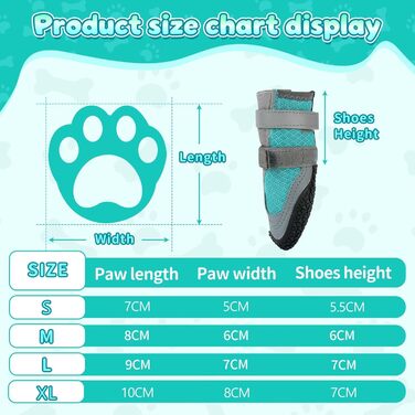 Водонепроникні чоботи для собак з відбиваючими смугами, захист лап, антиковзка гумова підошва, XL, блакитний