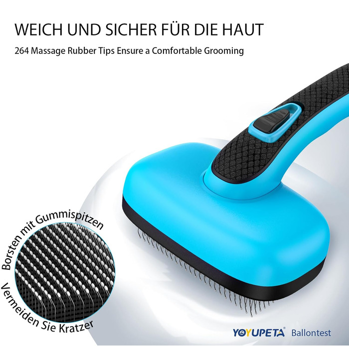 Набір для догляду за собаками (5 шт.) – щітка для вичісування линяючої шерсті (коротко- та довгошерсті). Синій колір.