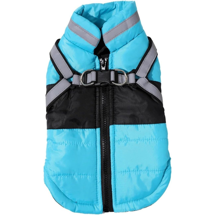 Водонепроникна зимова куртка для собак, одяг для тварин з шлейкою для середніх собак та котів, світловідбиваюча куртка для французьких бульдогів (Синій, XS)