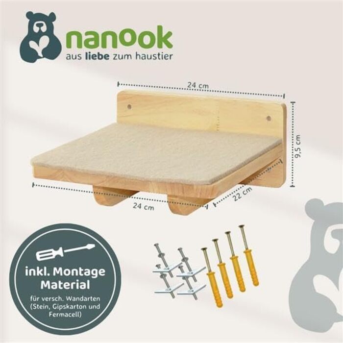 Стіна для лазіння котів nanook XL – набір із 3 сходинок, настінний когтеточка для котів, сходи для лазіння, дерев'яний комплекс